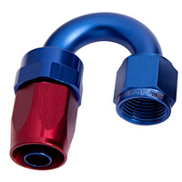 Aeroflow 100 Series Taper Hose End -04AN Female to -04AN Hose 180-Degree Blue/Red AF106-04