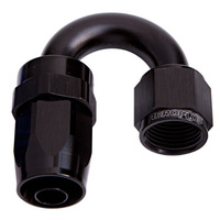 Aeroflow 100 Series Taper Hose End -06AN Female to -06AN Hose 180-Degree Black AF106-06BLK