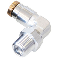 Aeroflow 1/8'' NPT 90 DEGREE TO 3/16'' 120 SERIES NYLON SILVE FITTING