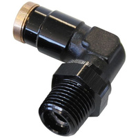 Aeroflow 1/4'' NPT 90 DEGREE TO 1/4'' 120SERIES NYLON BLACK FITTING