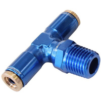 Aeroflow 1/4'' NPT TEE TO 2 X 1/4'' 120 SERIES NYLON BLUE FITTING