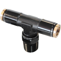 Aeroflow 1/4'' NPT TEE TO 2 X 1/4'' 120 SERIES NYLON BLACK FITTING
