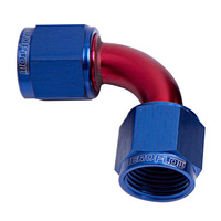 Aeroflow 90 DEG FEMALE FLARE -8AN BLUE SWIVEL UNION