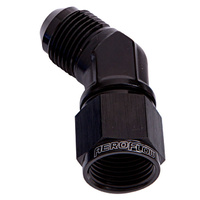 Aeroflow 45 DEG FEMALE - MALE -4AN BLACK SWIVEL NUT