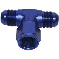 Aeroflow AN TEE -6AN FEMALE NUT BLUE SWIVEL NUT ON SIDE
