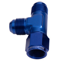 Aeroflow TEE -8AN FEMALE SWIVEL ON RUN BLUE SWIVEL NUT