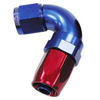 Aeroflow 150 Series Taper Full Flow Hose End -06AN Female to -06AN Hose 120-Degree Blue/Red AF154-06
