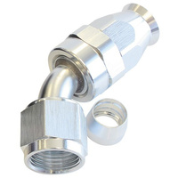 Aeroflow ALLOY 45 DEG HOSE END -20AN SILVER FULL SWIVEL SUIT TEFLON