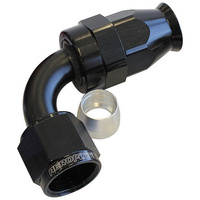 Aeroflow ALLOY 90 DEG HOSE END -10AN BLACK FULL SWIVEL SUIT TEFLON