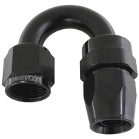 Aeroflow ALLOY 180 DEG HOSE END -8AN BLACK FULL SWIVEL SUIT TEFLON