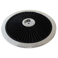 Aeroflow 14'' CHROME FULL FLOW TOP PLATEBLACK COTTON HI FLOW & FILTRAT