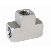 Aeroflow S.S FEMALE TEE 3/8''-24 INVERTED SEAT STAINLESS STEEL