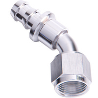 Aeroflow 45 DEG PUSH LOCK END -4AN SILVER NO CLAMP REQUIRED