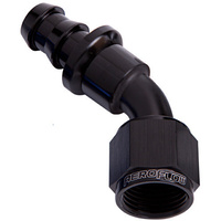 Aeroflow 45 DEG PUSH LOCK END -8AN BLACK NO CLAMP REQUIRED