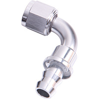 Aeroflow 90 DEG PUSH LOCK END -10AN SILVER NO CLAMP REQUIRED