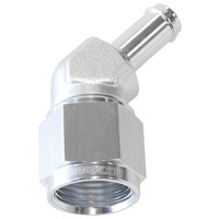 Aeroflow FEMALE -8AN 45DEG TO 3/8'' BARBSILVER SWIVEL NUT