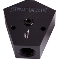 Aeroflow FUEL BLOCK 1/2 - 1/2 IN - OUT BLACK 1/8'' NPT PORT