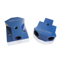 Aeroflow BILLET Y-BLOCK 2 X -8 1 X -10ORB BLUE WITH MOUNTING PAD