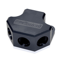 Aeroflow Y BLOCK 4 PORT DISTRIBUTION BLACK 3X -8ORB 1X -10ORB INLET