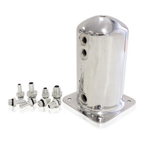 Aeroflow SURGE TANK 2.5L SPUN ALLOY 3X3/8 1X1/2 OR 3X -6AN 1X -8AN