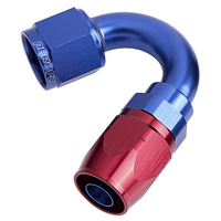 Aeroflow 500 Series Cutter Hose End -08AN Female to -08AN Hose 150-Degree Blue/Red AF505-08