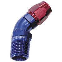 Aeroflow 550 Series Full Flow Hose End 1/2" NPT Male to -08AN Hose 45-Degree Blue/Red AF528-08-08