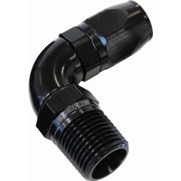 Aeroflow 550 Series Full Flow Hose End 1/8" NPT Male to -06AN Hose 90-Degree Black AF529-06-02BLK