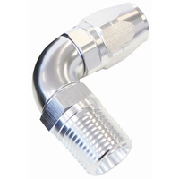 Aeroflow 550 Series Full Flow Hose End 3/8" NPT Male to -08AN Hose 90-Degree Silver AF529-08-06S