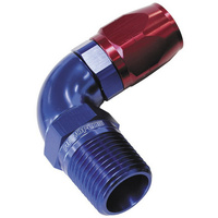 Aeroflow 550 Series Full Flow Hose End 1/2" NPT Male to -08AN Hose 90-Degree Blue/Red AF529-08-08