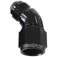 Aeroflow Full Flow Adapter -03AN Female to -03AN Male 45-Degree Black AF542-03BLK