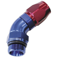 Aeroflow 550 Series Full Flow Hose End -06ORB Male to -08AN Hose 45-Degree Blue/Red AF544-08-06