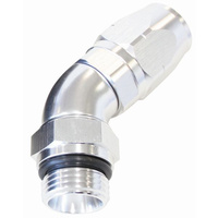 Aeroflow 550 Series Full Flow Hose End -06ORB Male to -08AN Hose 45-Degree Silver AF544-08-06S