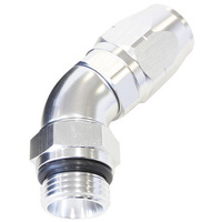 Aeroflow 550 Series Full Flow Hose End -10ORB Male to -08AN Hose 45-Degree Silver AF544-08-10S