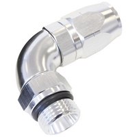 Aeroflow 550 Series Full Flow Hose End -04ORB Male to -06AN Hose 90-Degree Silver AF549-06-04S