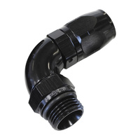 Aeroflow 550 Series Full Flow Hose End -12ORB Male to -12AN Hose 90-Degree Black AF549-12-12BLK