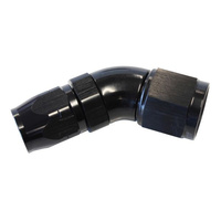 Aeroflow 550 Series Cutter Stepped Hose End -08AN Female to -06AN Hose 45-Degree Black AF552-06-08BLK
