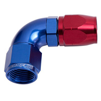 Aeroflow 550 Series Cutter Full Flow Hose End -06AN Female to -06AN Hose 90-Degree Blue/Red 25-Pack AF553-06-25