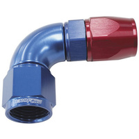 Aeroflow 90 DEG -3AN FULL FLOW TEFLON HOSE END BLUE 1 PIECE FULLFLOW