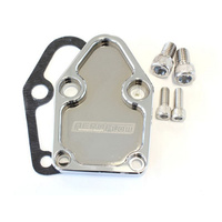 Aeroflow BILLET FUEL PUMP BLOCK OFF PLATE CHROME SUITS SBC