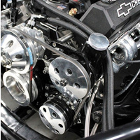 Aeroflow BLACK POWER STEER BRACKET S/B HIGH MOUNT SUIT S/B CHEV