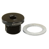 Aeroflow METRIC PORT PLUG M12 X 1.25 BLACK LOW PROFILE HEX PLUG