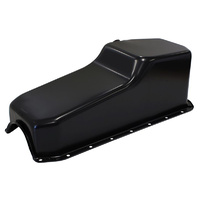Aeroflow STEEL STOCK OIL PAN SBC BLACK LH/SIDE DIPSTICK REAR SUMP