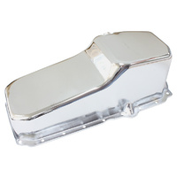 Aeroflow STOCK OIL PAN SBC LATE '86 ON RH/SIDE DIPSTICK CHROME