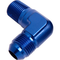 Aeroflow MALE 90 DEG 1/2'' NPT TO -10AN BLUE MALE NPT TO AN 90 DEG