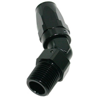 Aeroflow Male 1/2 NPT 45 Deg to -8 Hose Black