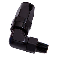 Aeroflow MALE 1/2'' NPT 90 DEG TO -10AN BLACK FULL SWIVEL 90 DEG