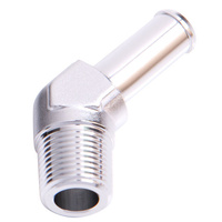 Aeroflow 45 DEG 1/4'' NPT TO 3/8'' BARB SILVER 45 DEG MALE TO MALE