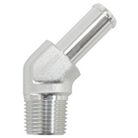 Aeroflow 45 DEG 1/2'' NPT TO 5/8'' BARB SILVER 45 DEG MALE TO MALE