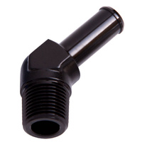 Aeroflow 45 DEG 1/2'' NPT TO 5/8'' BARB BLACK 45 DEG MALE TO MALE
