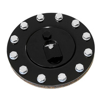 Aeroflow BLACK ALUMINIUM FUEL CAP ANODISED BLACK -GASKET-BOLTS